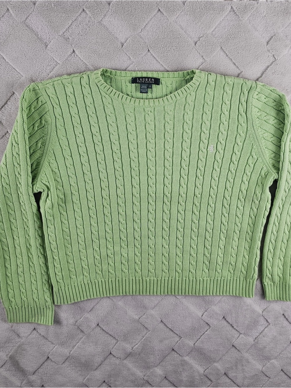 Lauren Ralph Lauren Light Green Cable Knit Sweater Womens Extra Large - Picture 1 of 8